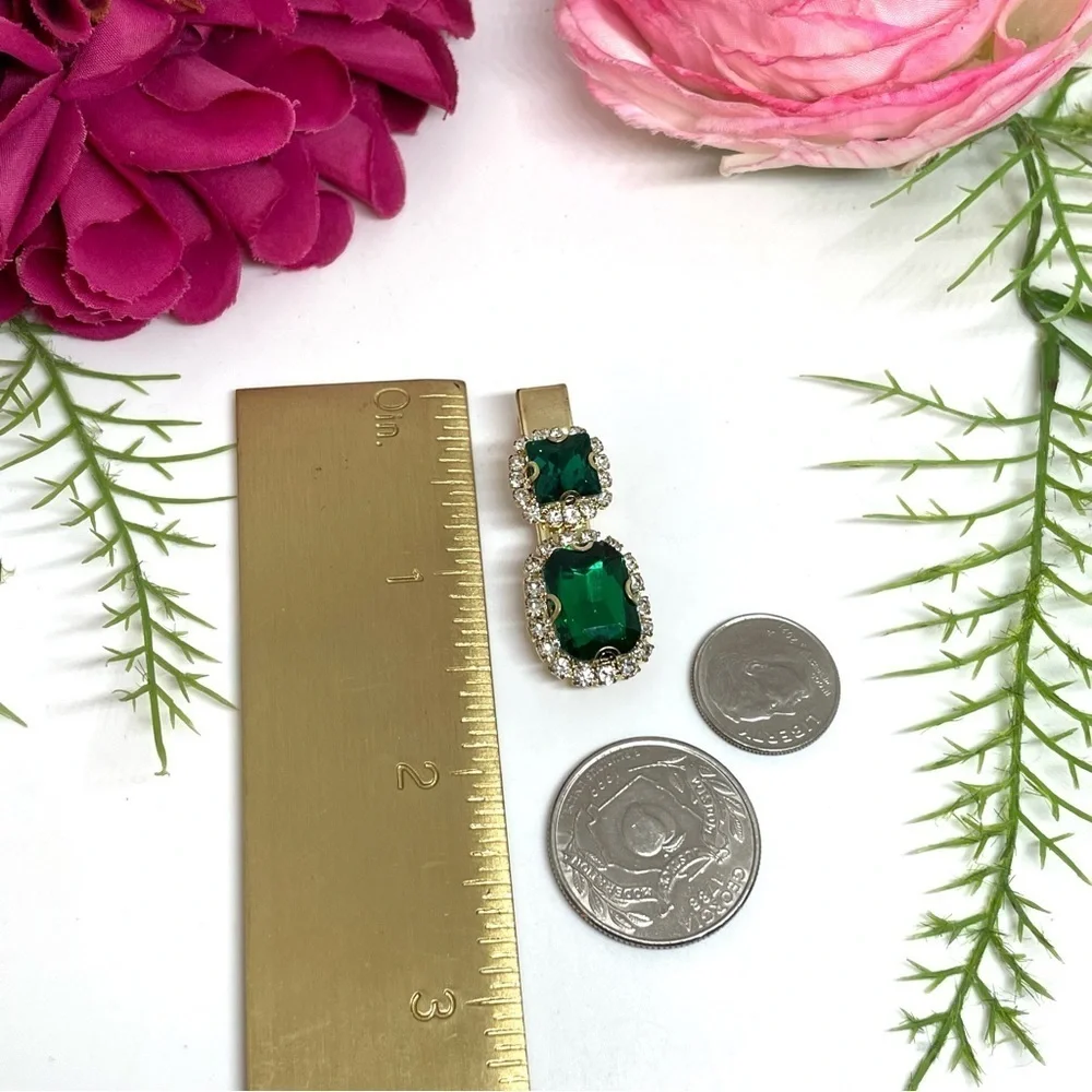 NEW⚜️Emerald Green Crystal Embellished Hair Barette